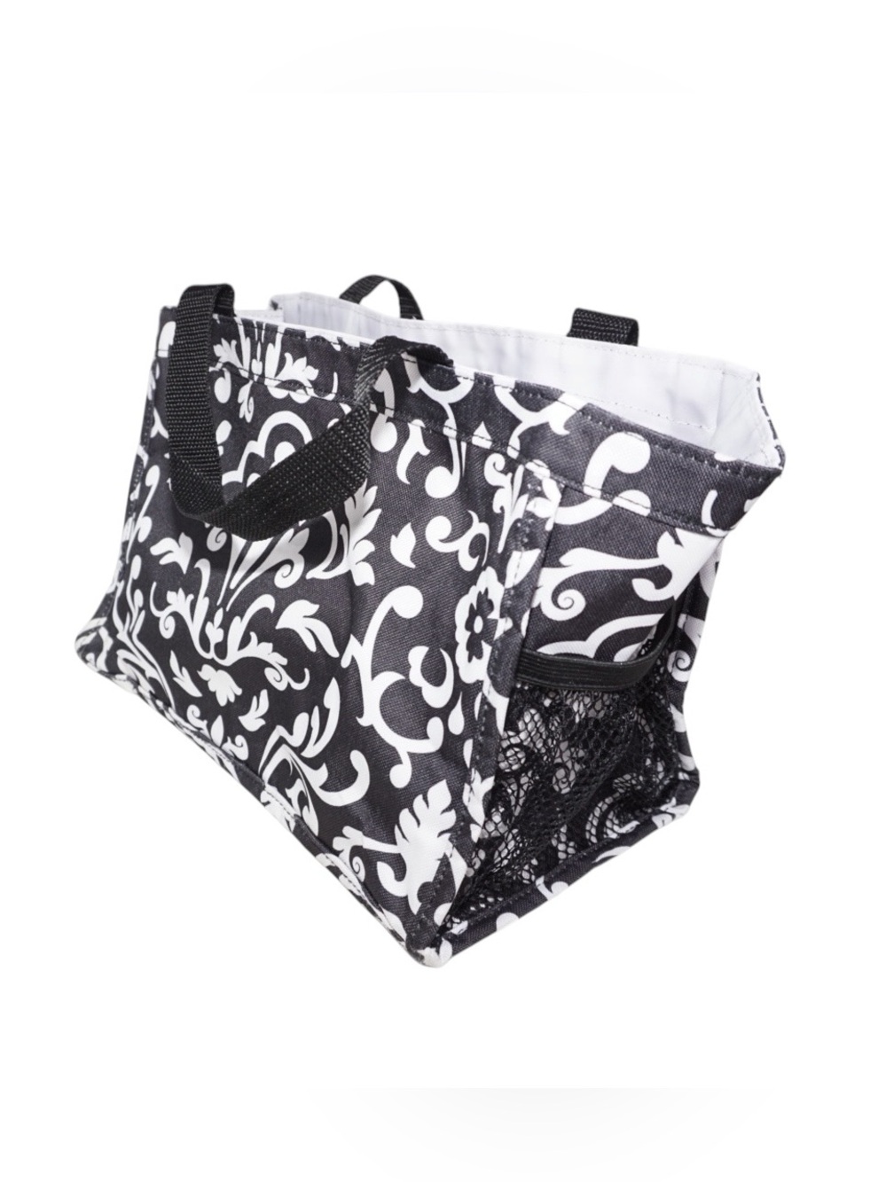 Thirty-one BOGO FREE SALE Medium Utility Tote Black/White Floral Paisley Pattern - Picture 2 of 5